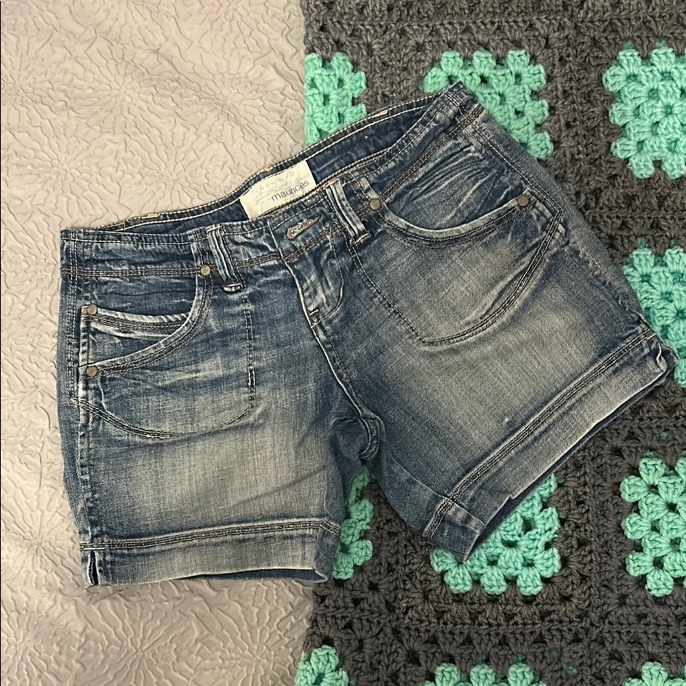 Maurices Blue Jean Shorts with Vintage Distressed Style